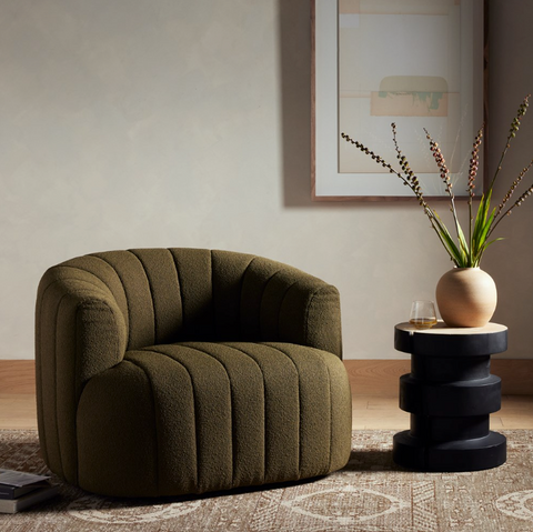 Elliana Swivel Chair - Fiqa Boucle Olive