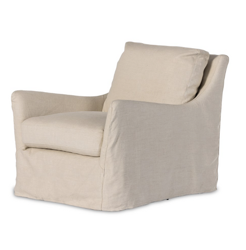 Monette Slipcover Swivel Chair - Brussels Natural