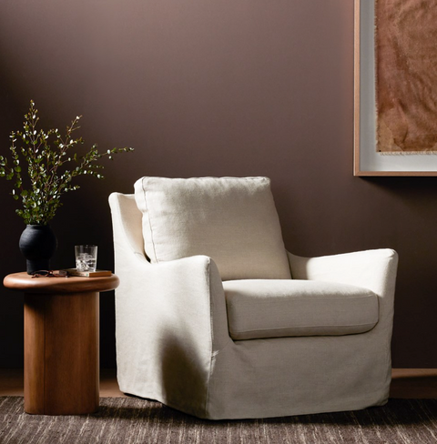 Monette Slipcover Swivel Chair - Brussels Natural