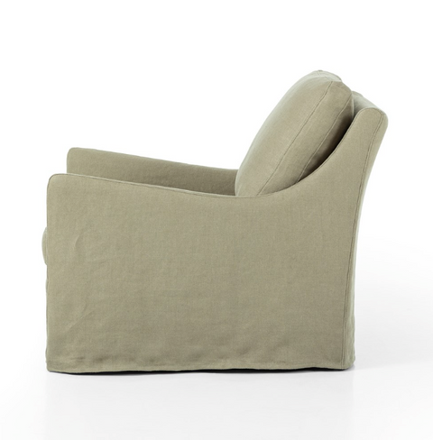 Monette Slipcover Swivel Chair - Brussels Khaki