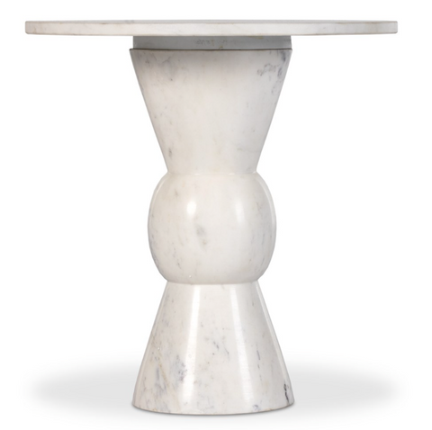 Fox End Table-Polished White Marble