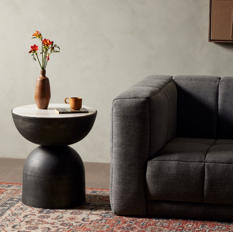 Corbettt End Table - Creamy Taupe Marble