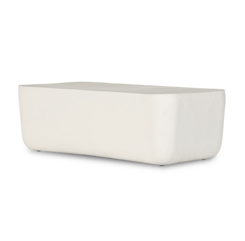 Basil Outdoor Rectangular Coffee Table - Matte White