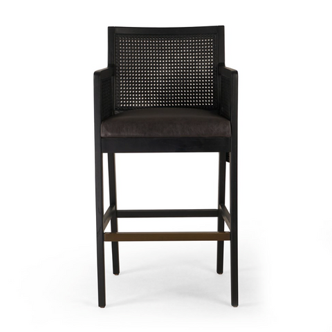 Antonia Cane Bar Stool - Brushed Ebony/Savile Charcoal