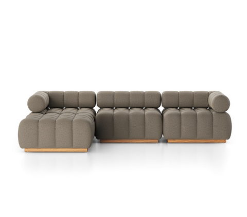Roma Outdoor 3Pc Sectional w/ Ottoman - Alessi Fawn