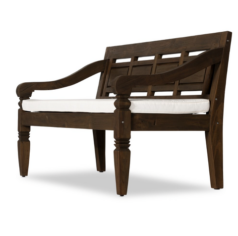 Foles Outdoor Bench w/ Cushion - Heritage Brown