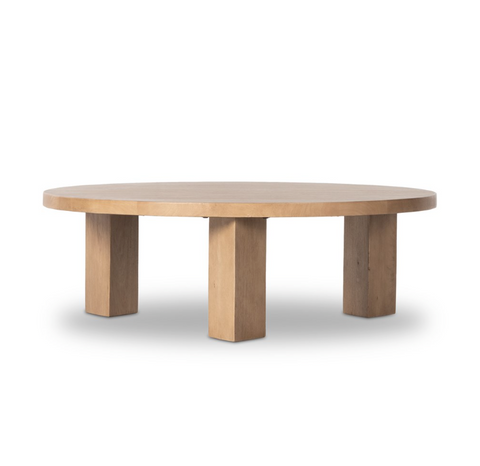 Mesa Large Round Coffee Table-Light Brushed Parawood