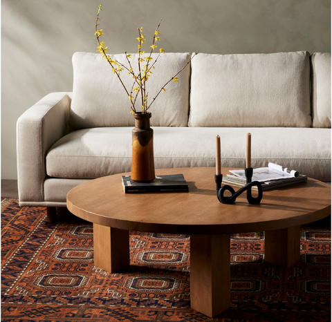 Mesa Large Round Coffee Table-Light Brushed Parawood