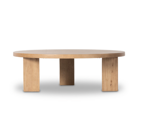 Mesa Large Round Coffee Table-Light Brushed Parawood