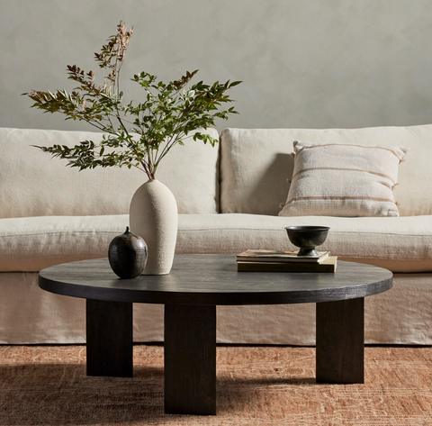 Mesa Large Round Coffee Table-Ebony Parawood