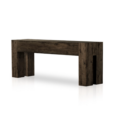 Abaso Console Table - Ebony Rustic Wormwood Oak