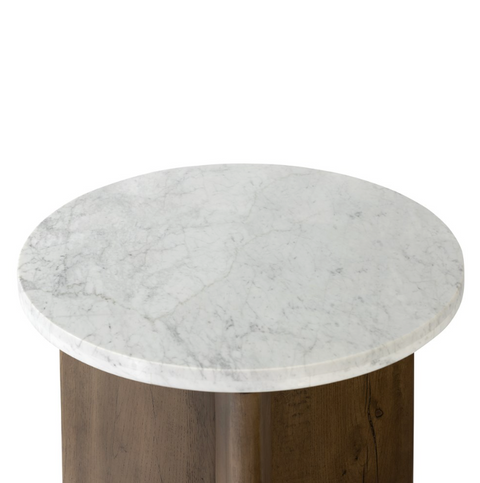 Toli End Table - Rustic Fawn / Italian White Marble