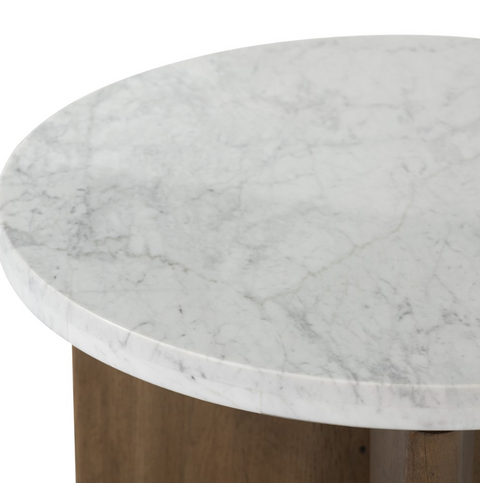 Toli End Table - Rustic Fawn / Italian White Marble