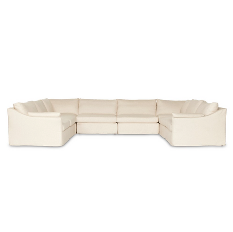 Delray 8Pc Slipcover Sectional Sofa - Evere Oatmeal