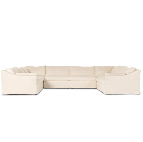 Delray 8Pc Slipcover Sectional Sofa - Evere Oatmeal