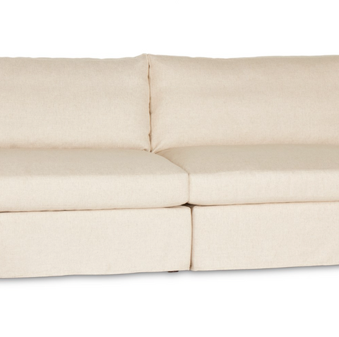 Delray 8Pc Slipcover Sectional Sofa w/ Ottoman- Evere Oatmeal