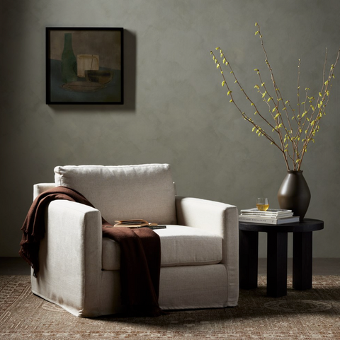 Hampton Slipcover Swivel Chair - Evere Creme