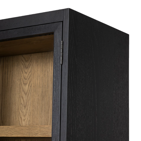 Millie Panel and Glass  Door Cabinet - Drifted Matte Black