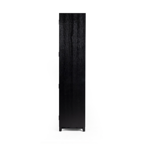 Millie Panel and Glass  Door Cabinet - Drifted Matte Black