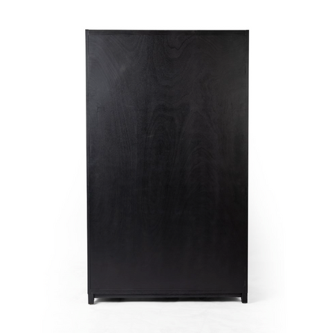 Millie Panel and Glass  Door Cabinet - Drifted Matte Black