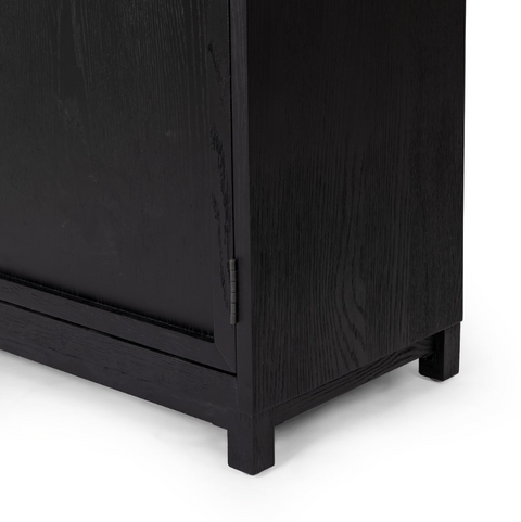 Millie Panel and Glass  Door Cabinet - Drifted Matte Black