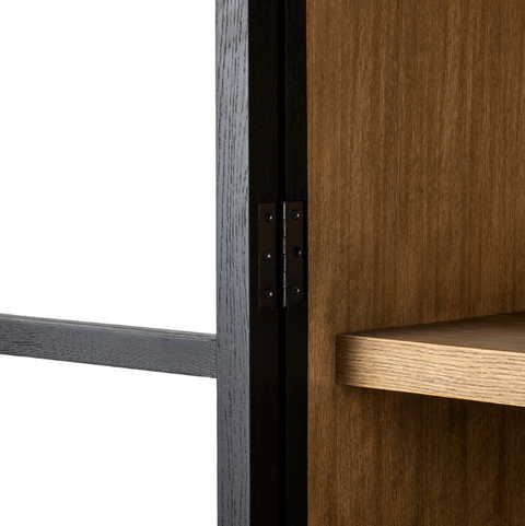Millie Panel and Glass  Door Cabinet - Drifted Matte Black
