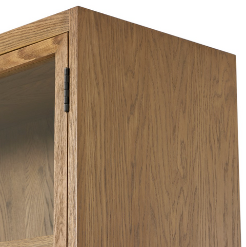 Millie Panel and Glass  Door Cabinet - Drifted Oak Solid