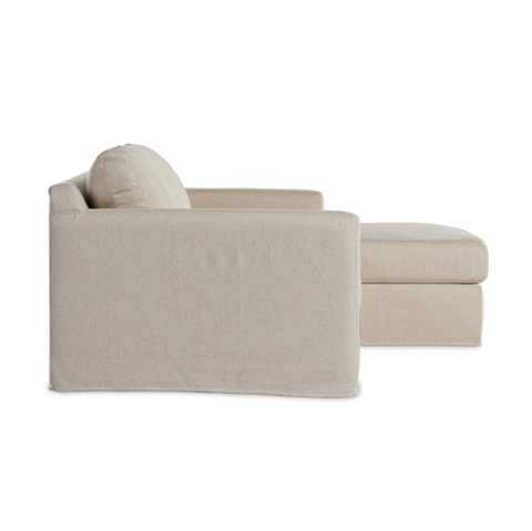 Hampton 2Pc RAF Slipcover Sectional Sofa - Evere Oatmeal