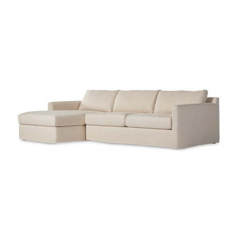 Hampton 2Pc LAF Slipcover Sectional Sofa - Evere Oatmeal