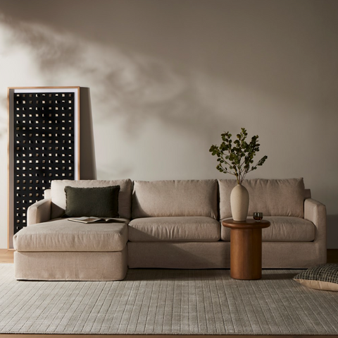 Hampton 2Pc LAF Slipcover Sectional Sofa - Evere Oatmeal