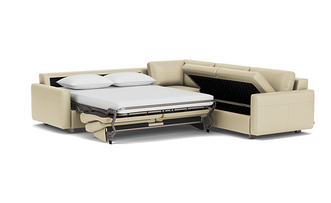 Reva 3Pc Sectional Sleeper Sofa with Storage Loveseat - Leather