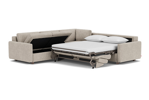 Reva 3Pc Sectional Sleeper Sofa with Storage Loveseat - Fabric