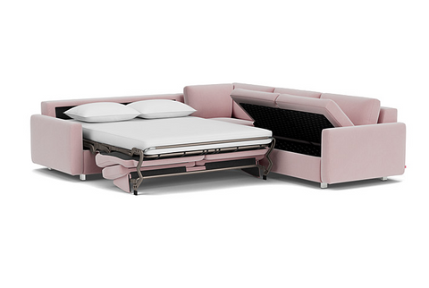 Reva 3Pc Sectional Sleeper Sofa with Storage Loveseat - Fabric