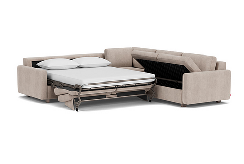 Reva 3Pc Sectional Sleeper Sofa with Storage Loveseat - Fabric