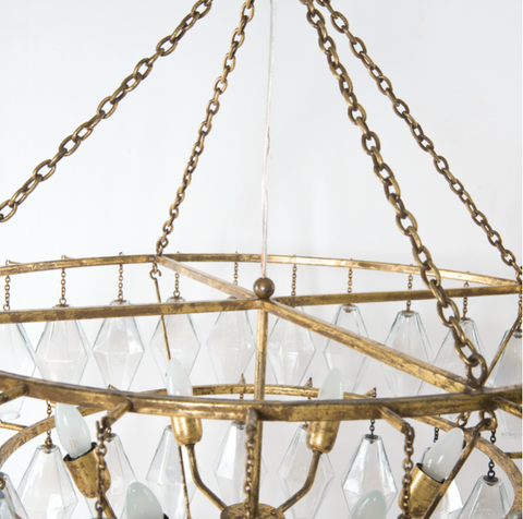 Adeline Large Round Chandelier-Gold Leaf