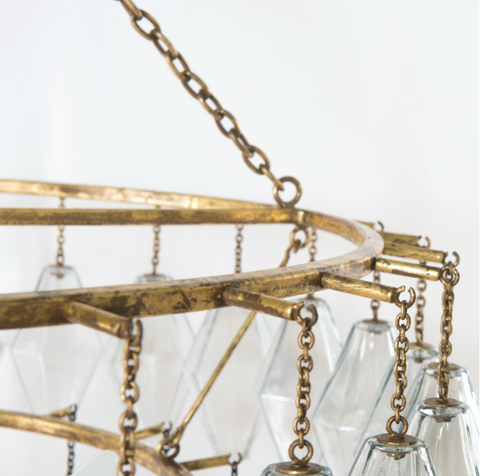 Adeline Large Round Chandelier-Gold Leaf