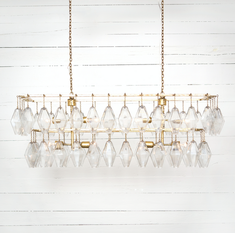 Adeline Rectangular Chandelier-Gold Leaf
