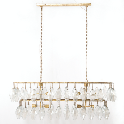 Adeline Rectangular Chandelier-Gold Leaf
