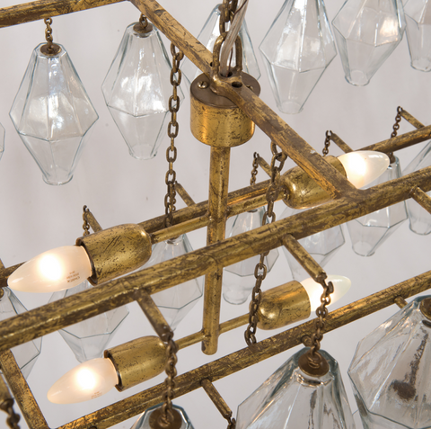 Adeline Rectangular Chandelier-Gold Leaf