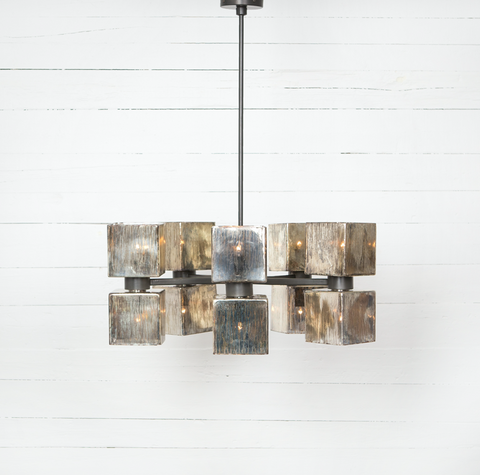 Ava Large Chandelier - Aged Metallic Glass