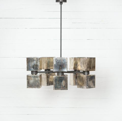Ava Large Chandelier - Aged Metallic Glass