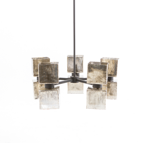 Ava Large Chandelier - Aged Metallic Glass