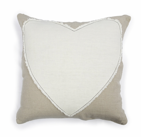 Heart Stitched(Black) Linen Pillow - IN STOCK