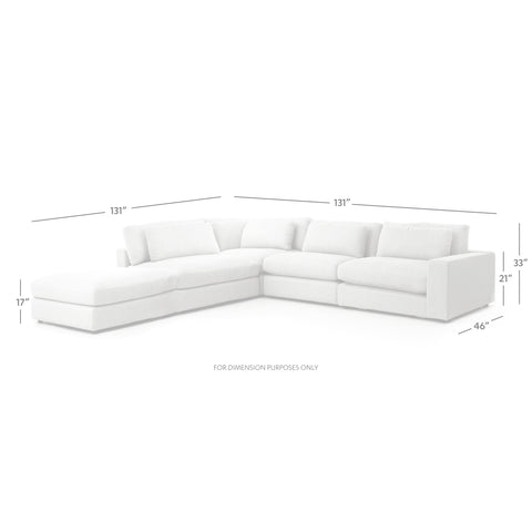 Bloor 4-Pc Sectional RAF w/ Ottoman-Essence Natural