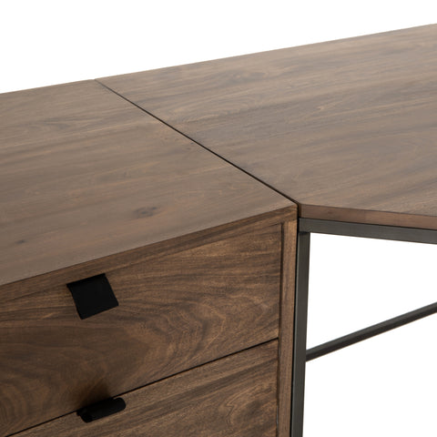 Trey Desk System w/ Filing Credenza-Auburn Poplar