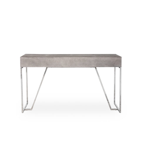 Shagreen Desk- Stainless/Brown