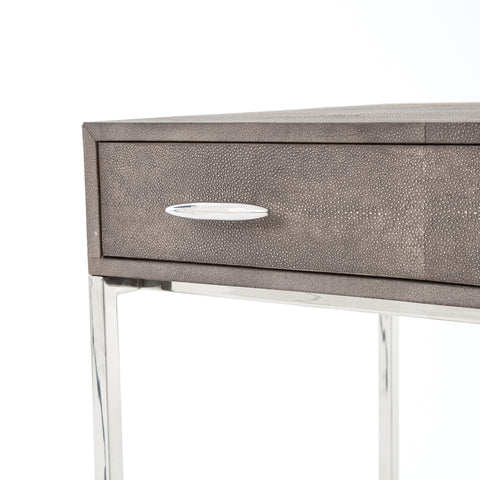 Shagreen Desk- Stainless/Brown