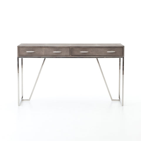 Shagreen Desk- Stainless/Brown