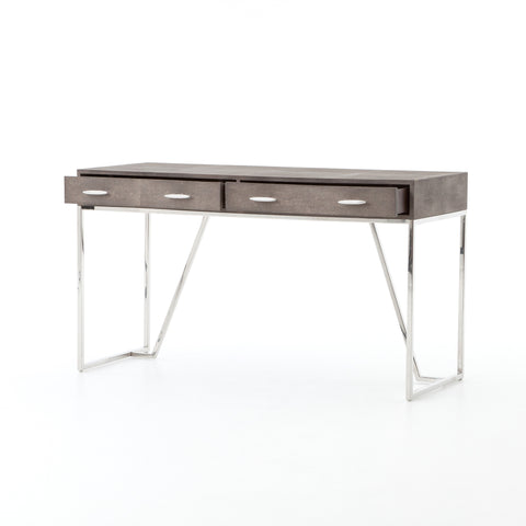 Shagreen Desk- Stainless/Brown