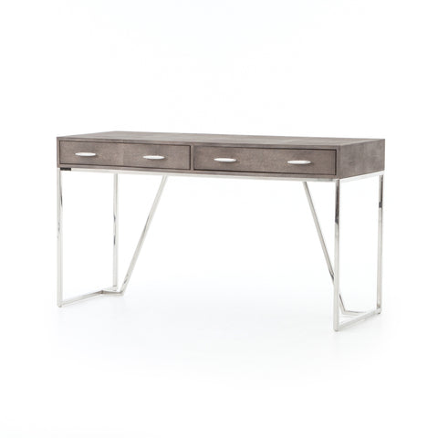 Shagreen Desk- Stainless/Brown